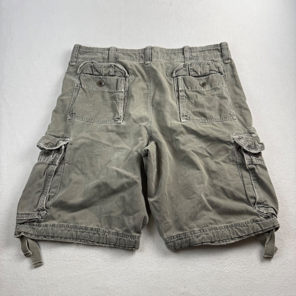 American Eagle Outfitters Mens 38 Cargo Shorts Faded Olive Green Longer Length - Picture 2 of 7